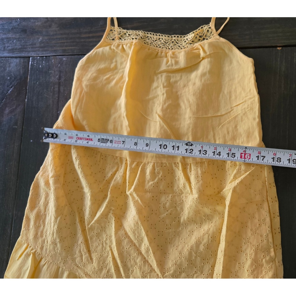 Z Supply Maze Tiered Eyelet Midi Dress Yellow Crochet Lace ZD232664S‎ Womens S - Picture 9 of 10